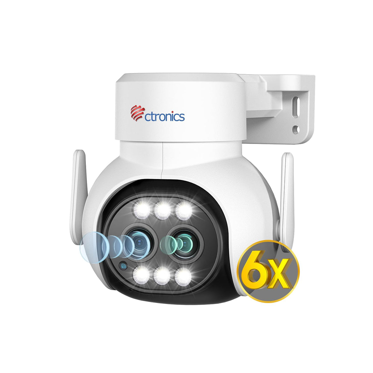 Ctronics Cámara de Seguridad Exterior con Zoom Híbrido 6X, Doble Lente, Seguimiento Automático con Zoom Automático, Cámara CCTV PTZ Exterior