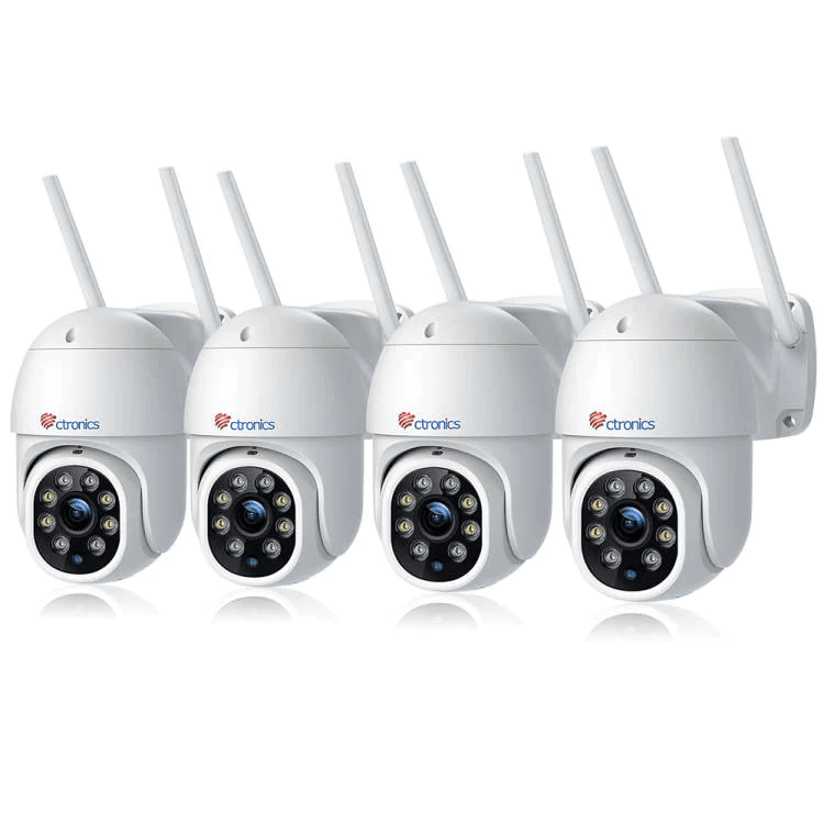 Cámara de vigilancia WiFi exterior PTZ, cámara IP 360°, visión nocturna a color, detección humana y seguimiento automático