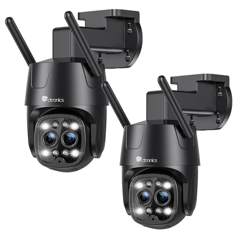 Ctronics Cámara de vigilancia exterior WLAN 2K 4MP, WiFi 2,4 GHz / 5 GHz con doble objetivo, zoom híbrido 6X