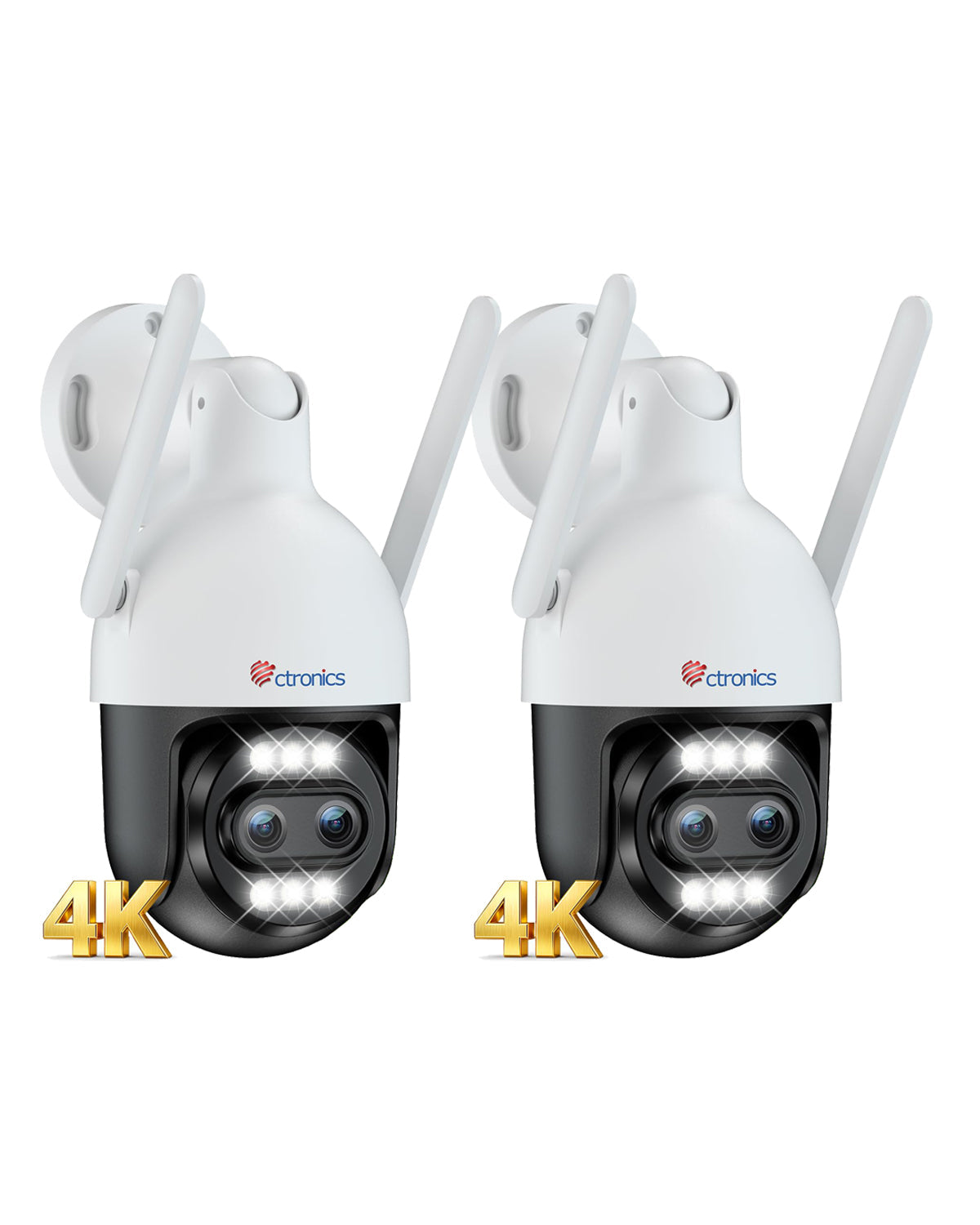Ctronics Cámara de vigilancia exterior 4K con zoom híbrido 10X, doble objetivo, seguimiento automático, detección de personas, vehículos y animales, compatible con FTP y NVR