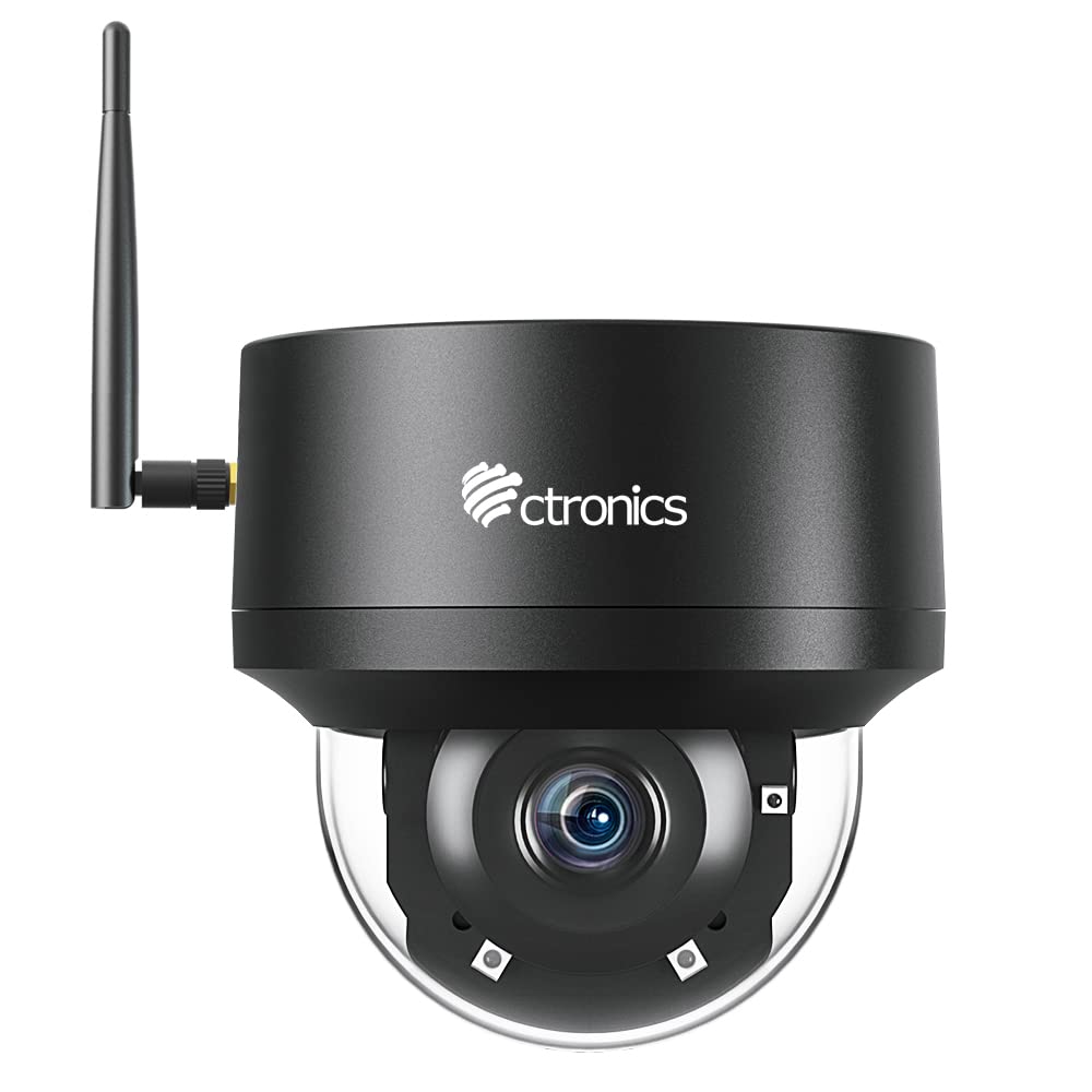 Cámara domo de vigilancia WiFi exterior de 5MP, seguimiento automático, detección humana, visión nocturna IR de 25M, giro 355° e inclinación 90°