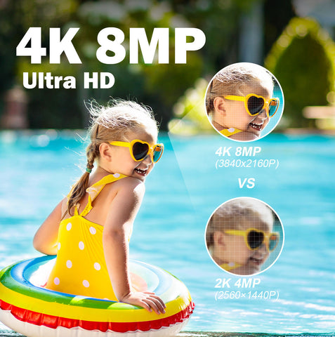 Ctronics 4K 8MP Cámara PTZ para exteriores con foco, cámara de seguridad WiFi de 2,4/5 GHz, cámara con cable para seguridad del hogar con detección de personas/mascotas/vehículos y seguimiento automático