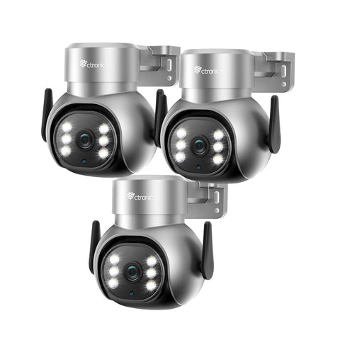 Ctronics 4K 8MP Cámara PTZ para exteriores con foco, cámara de seguridad WiFi de 2,4/5 GHz, cámara con cable para seguridad del hogar con detección de personas/mascotas/vehículos y seguimiento automático