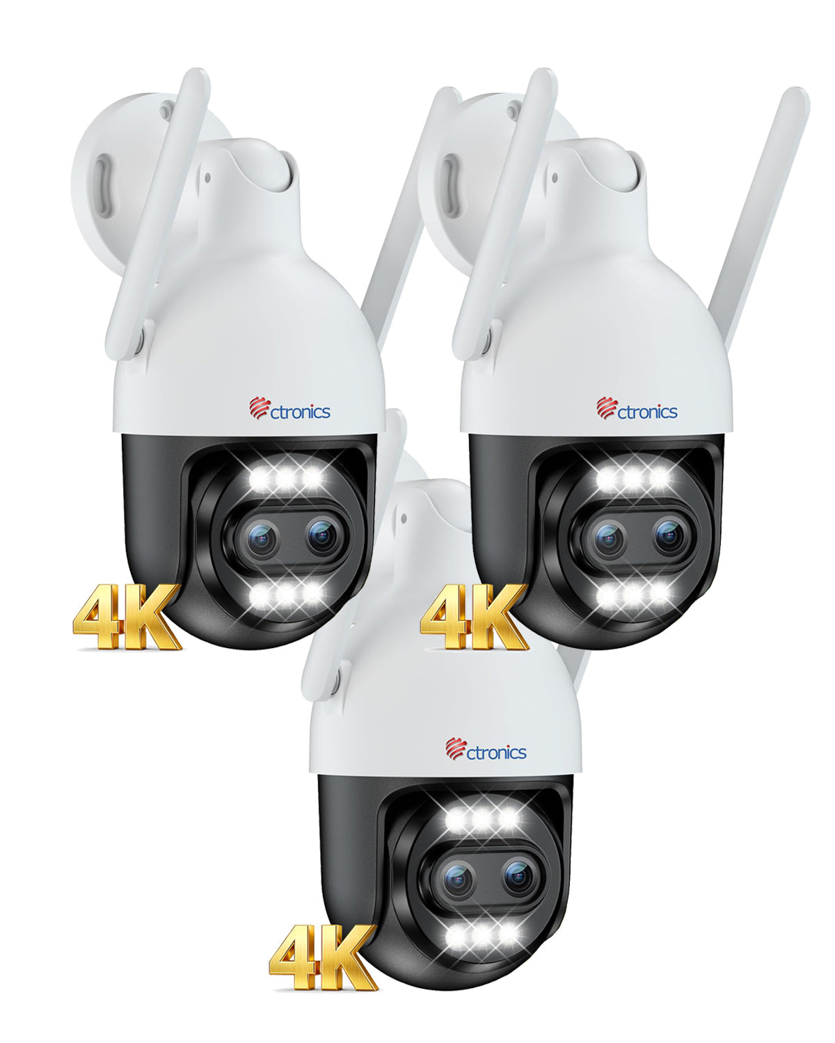 Ctronics Cámara de vigilancia exterior 4K con zoom híbrido 10X, doble objetivo, seguimiento automático, detección de personas, vehículos y animales, compatible con FTP y NVR