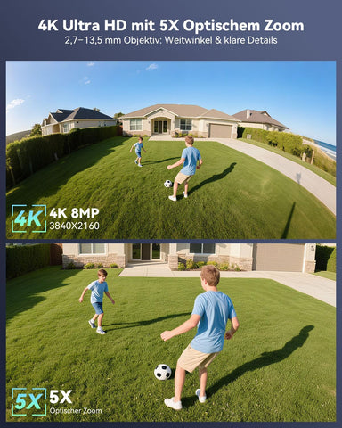 Cámara de vigilancia exterior Ctronics 4K 8MP WiFi, cámara PTZ para exterior con detección de personas, vehículos y animales, WiFi de 2,4/5 GHz, visión nocturna en color 4K