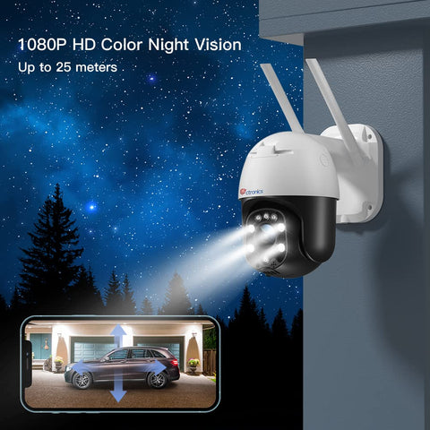 Ctronics Cámara PTZ WiFi para Exteriores, Cámara IP 1080P con Detección de Movimiento y Detección de Personas