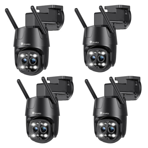 Ctronics Cámara de vigilancia exterior WLAN 2K 4MP, WiFi 2,4 GHz / 5 GHz con doble objetivo, zoom híbrido 6X