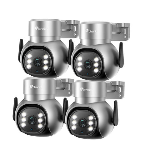 Ctronics 4K 8MP Cámara PTZ para exteriores con foco, cámara de seguridad WiFi de 2,4/5 GHz, cámara con cable para seguridad del hogar con detección de personas/mascotas/vehículos y seguimiento automático