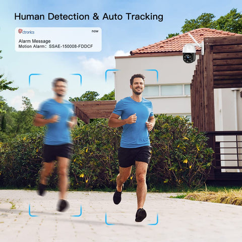 Ctronics Cámara PTZ WiFi para Exteriores, Cámara IP 1080P con Detección de Movimiento y Detección de Personas