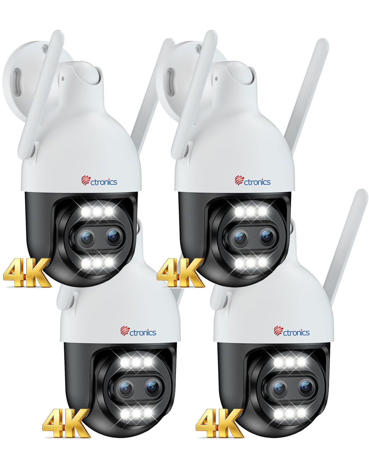 Ctronics Cámara de vigilancia exterior 4K con zoom híbrido 10X, doble objetivo, seguimiento automático, detección de personas, vehículos y animales, compatible con FTP y NVR