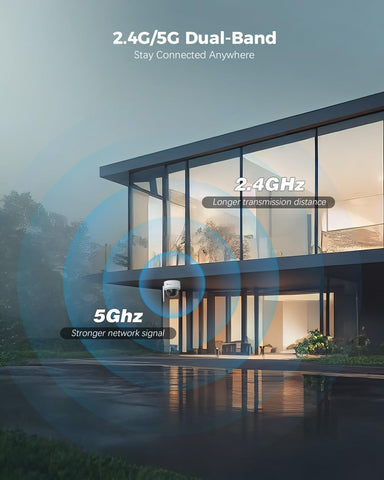 Ctronics Cámara de Vigilancia Exterior 4K WiFi 2,4/5GHz, Seguimiento Automático de Personas/Vehículos/Animales, Visión Nocturna UHD