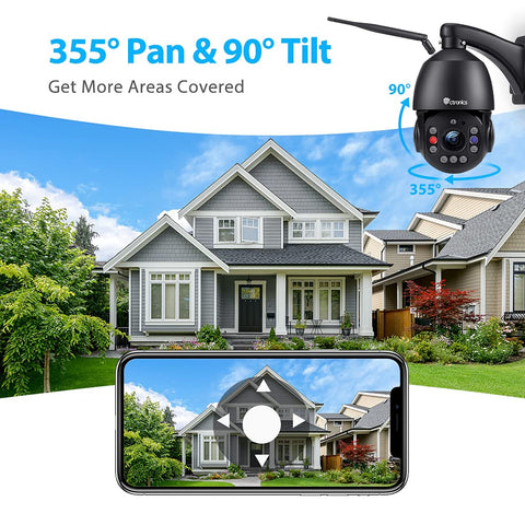 Cámara de vigilancia WiFi exterior Ctronics 5MP con zoom óptico de 30×, cámara IP HD, detección humana, seguimiento de personas y visión nocturna de 150 m