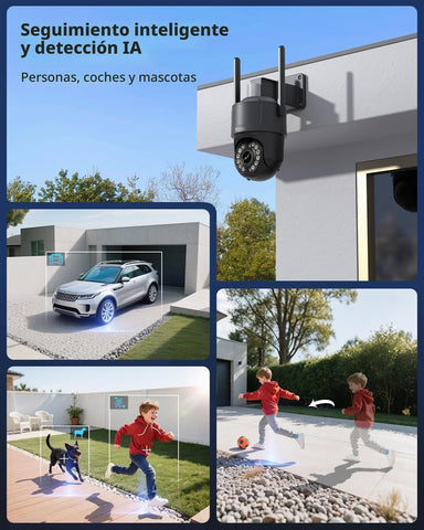 Ctronics Cámara de vigilancia exterior 4K, UHD 8MP, visión nocturna en color e infrarroja con Starlight de 30 m, detección de personas/vehículos/mascotas