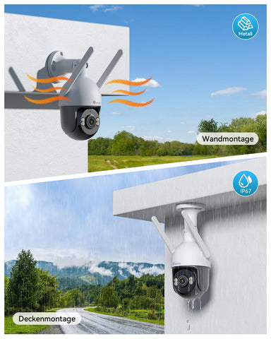 Cámara de vigilancia exterior Ctronics 4K 8MP WiFi, cámara PTZ para exterior con detección de personas, vehículos y animales, WiFi de 2,4/5 GHz, visión nocturna en color 4K