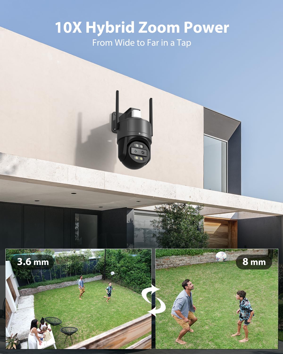 Ctronics 2.5K 4G Cámara de Vigilancia Exterior con Doble Lente, Zoom Híbrido 10X, Auto-Tracking