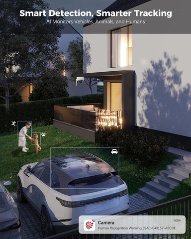Ctronics Cámara de Vigilancia Exterior 4K WiFi 2,4/5GHz, Seguimiento Automático de Personas/Vehículos/Animales, Visión Nocturna UHD