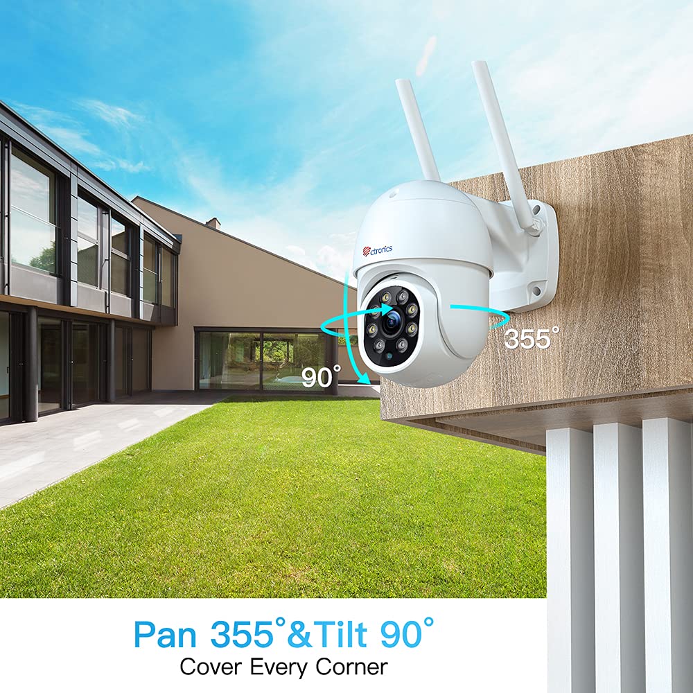 Cámara de vigilancia WiFi exterior PTZ, cámara IP 360°, visión nocturna a color, detección humana y seguimiento automático