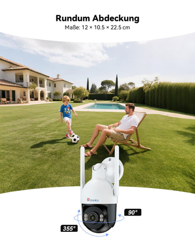 Cámara de vigilancia exterior Ctronics 4K 8MP WiFi, cámara PTZ para exterior con detección de personas, vehículos y animales, WiFi de 2,4/5 GHz, visión nocturna en color 4K