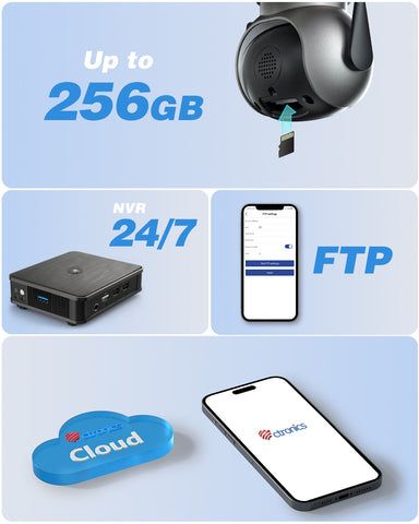 Ctronics 4K 8MP Cámara PTZ para exteriores con foco, cámara de seguridad WiFi de 2,4/5 GHz, cámara con cable para seguridad del hogar con detección de personas/mascotas/vehículos y seguimiento automático
