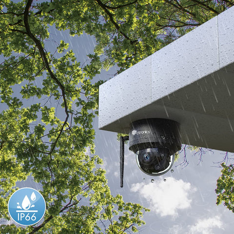 Cámara domo de vigilancia WiFi exterior de 5MP, seguimiento automático, detección humana, visión nocturna IR de 25M, giro 355° e inclinación 90°