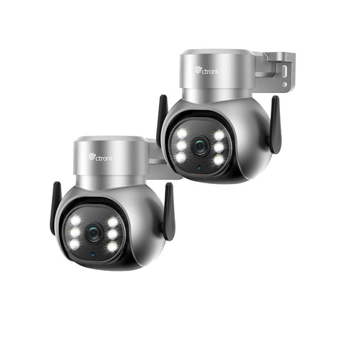 Ctronics 4K 8MP Cámara PTZ para exteriores con foco, cámara de seguridad WiFi de 2,4/5 GHz, cámara con cable para seguridad del hogar con detección de personas/mascotas/vehículos y seguimiento automático