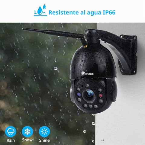 Cámara de vigilancia WiFi exterior Ctronics 5MP con zoom óptico de 30×, cámara IP HD, detección humana, seguimiento de personas y visión nocturna de 150 m