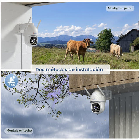 Cámara de seguridad exterior Ctronics 2.5K 4MP 3G/4G LTE con tarjeta SIM, cámara IP PTZ para exterior, detección de personas