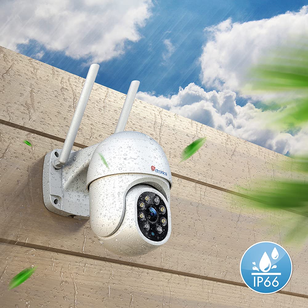 Cámara de vigilancia WiFi exterior PTZ, cámara IP 360°, visión nocturna a color, detección humana y seguimiento automático