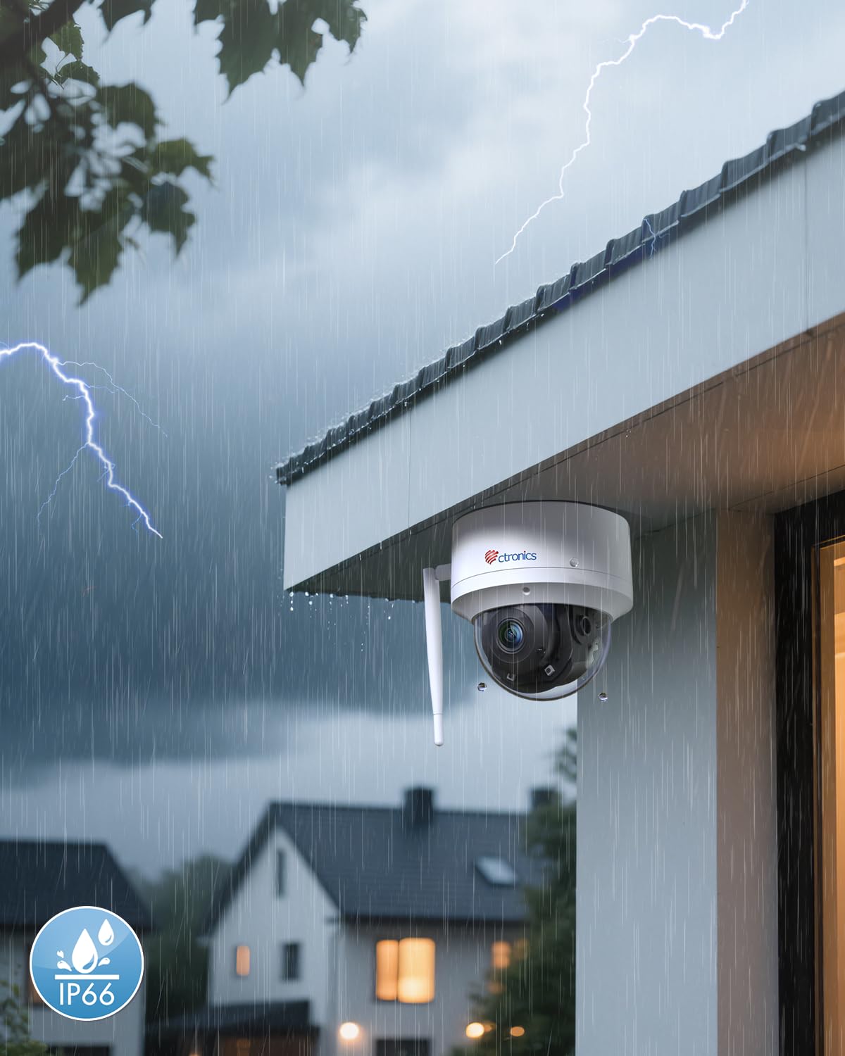 Ctronics Cámara de Vigilancia Exterior 4K WiFi 2,4/5GHz, Seguimiento Automático de Personas/Vehículos/Animales, Visión Nocturna UHD