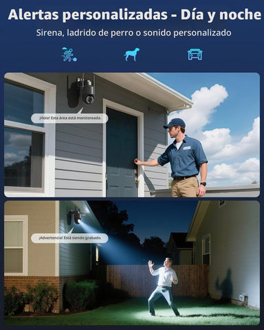 Ctronics Cámara de vigilancia exterior 4K, UHD 8MP, visión nocturna en color e infrarroja con Starlight de 30 m, detección de personas/vehículos/mascotas