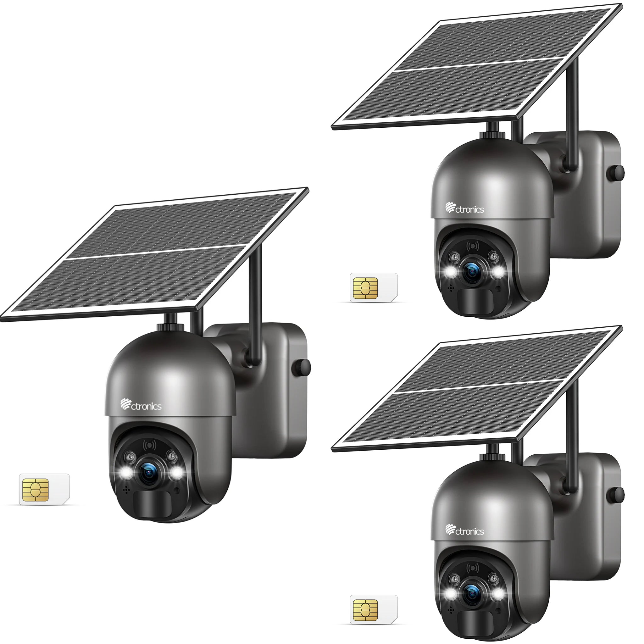 Cámara de vigilancia exterior Ctronics 3G/4G LTE con tarjeta SIM, cámara PTZ solar 100 % inalámbrica para exteriores con batería de 14400 mAh