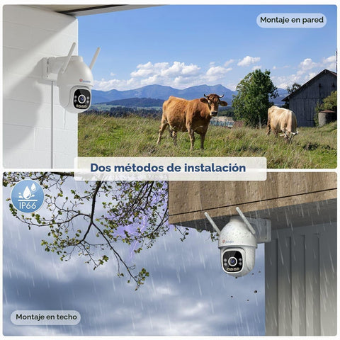 Cámara de seguridad exterior Ctronics 2.5K 4MP 3G/4G LTE con tarjeta SIM, cámara IP PTZ para exterior, detección de personas