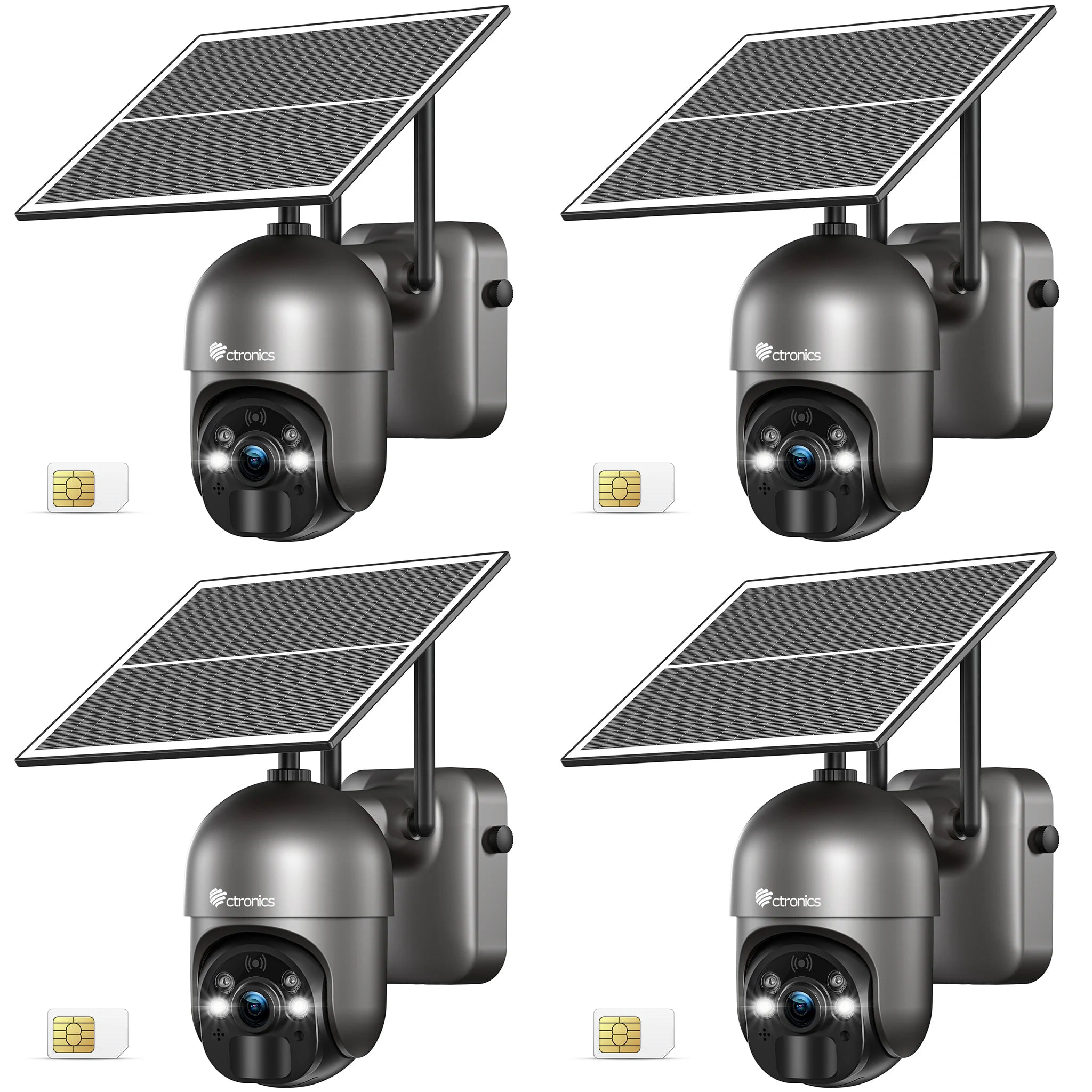 Cámara de vigilancia exterior Ctronics 3G/4G LTE con tarjeta SIM, cámara PTZ solar 100 % inalámbrica para exteriores con batería de 14400 mAh