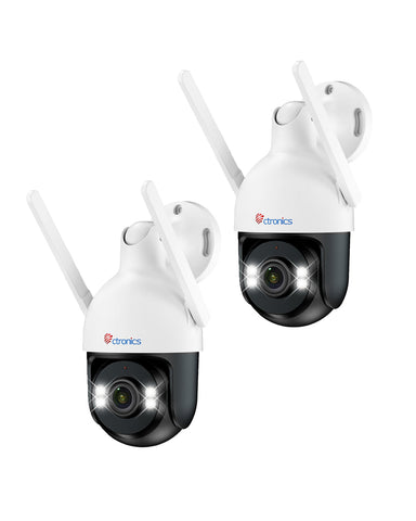 Cámara de vigilancia exterior Ctronics 4K 8MP WiFi, cámara PTZ para exterior con detección de personas, vehículos y animales, WiFi de 2,4/5 GHz, visión nocturna en color 4K