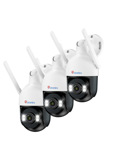 Cámara de vigilancia exterior Ctronics 4K 8MP WiFi, cámara PTZ para exterior con detección de personas, vehículos y animales, WiFi de 2,4/5 GHz, visión nocturna en color 4K