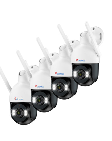 Cámara de vigilancia exterior Ctronics 4K 8MP WiFi, cámara PTZ para exterior con detección de personas, vehículos y animales, WiFi de 2,4/5 GHz, visión nocturna en color 4K