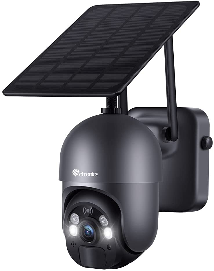 Cámara de seguridad solar inalámbrica Ctronics 2K 3MP con WiFi y zoom digital 4x