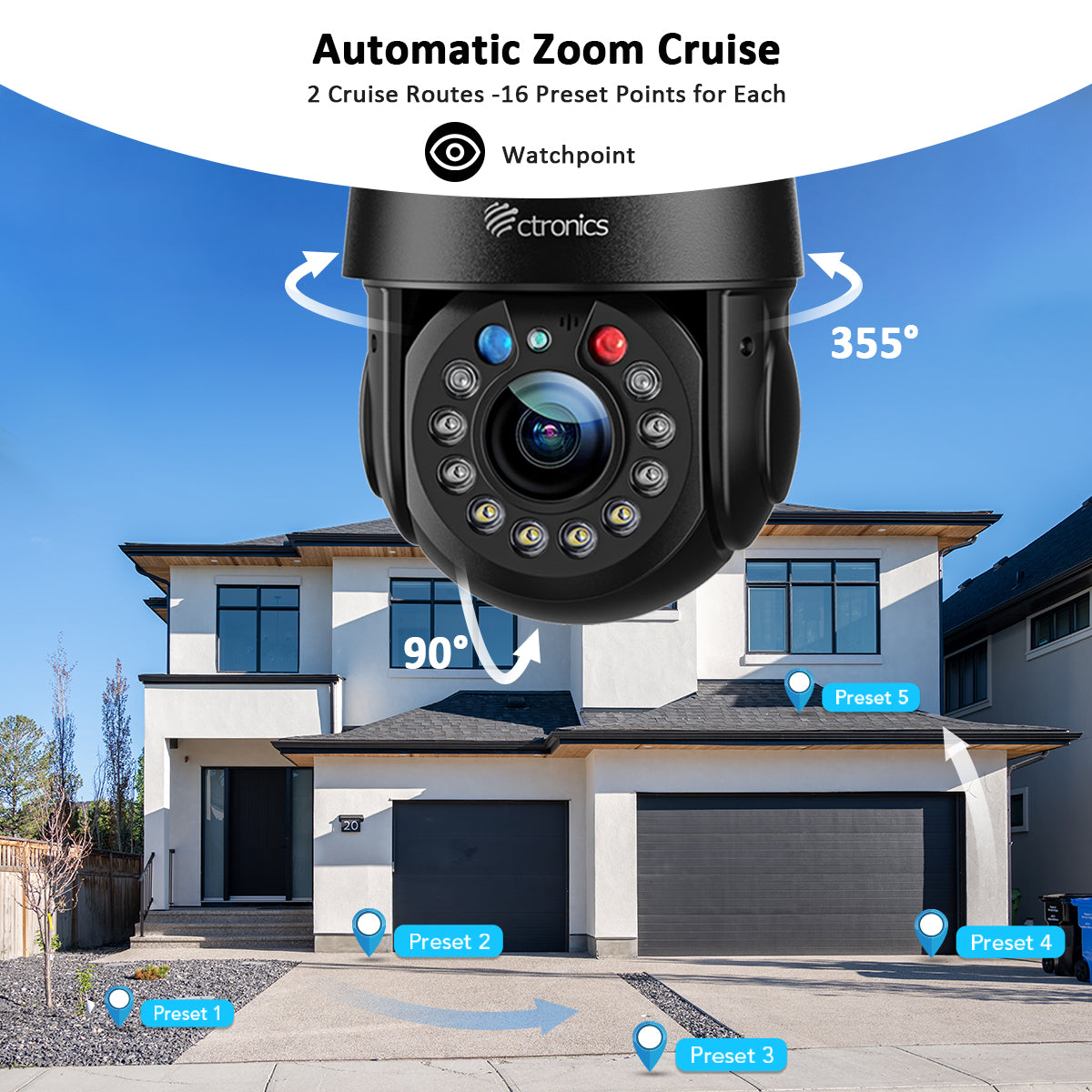 5MP 30X Zoom Óptico Metal Exterior WiFi Cámara de Vigilancia 5/2.4Ghz Auto Crucero y Zoom