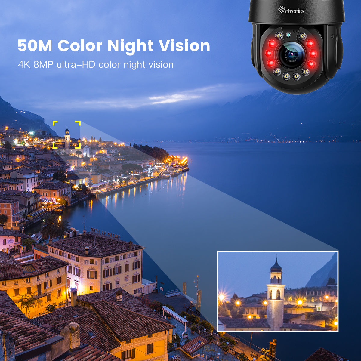 4K 8MP Zoom óptico 5X Exterior 2.4/5 GHz Cámara de vigilancia WiFi Cámara IP Detección de personas/vehículos/animales