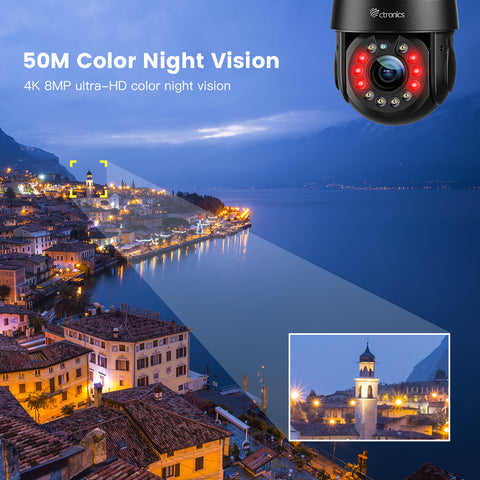 4K 8MP Zoom óptico 5X Exterior 2.4/5 GHz Cámara de vigilancia WiFi Cámara IP Detección de personas/vehículos/animales