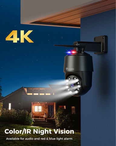 4K 8MP Camara de Vigilancia Exterior, Detección Humana/Vehículo/Ainmal, Seguimiento Automático