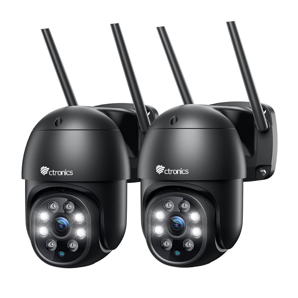 Ctronics Cámara de Vigilancia PTZ Exterior, IP WiFi con Visión Nocturna a Color de 30 m