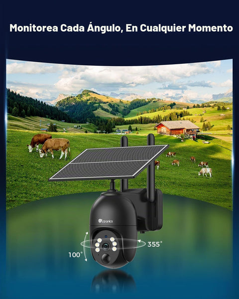 Cámara de vigilancia solar exterior inalámbrica 2K 3G/4G LTE con batería de 10.400 mAh