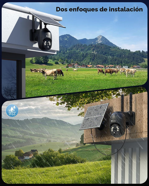 Cámara de vigilancia solar exterior inalámbrica 2K 3G/4G LTE con batería de 10.400 mAh