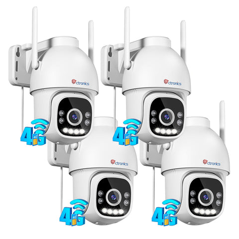Cámara de seguridad exterior Ctronics 2.5K 4MP 3G/4G LTE con tarjeta SIM, cámara IP PTZ para exterior, detección de personas