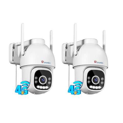 Cámara de seguridad exterior Ctronics 2.5K 4MP 3G/4G LTE con tarjeta SIM, cámara IP PTZ para exterior, detección de personas