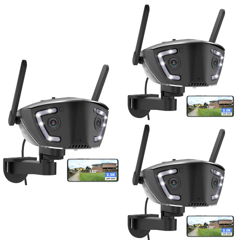 Cámara de seguridad exterior WiFi cableada Ctronics de 4MP con doble lente, campo de visión de 180° y detección de personas, vehículos y animales