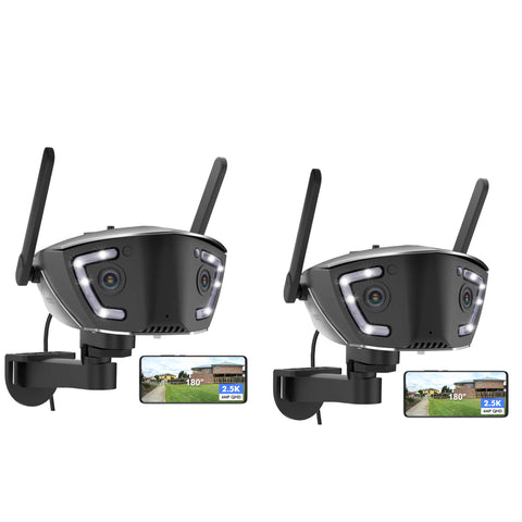 Cámara de seguridad exterior WiFi cableada Ctronics de 4MP con doble lente, campo de visión de 180° y detección de personas, vehículos y animales