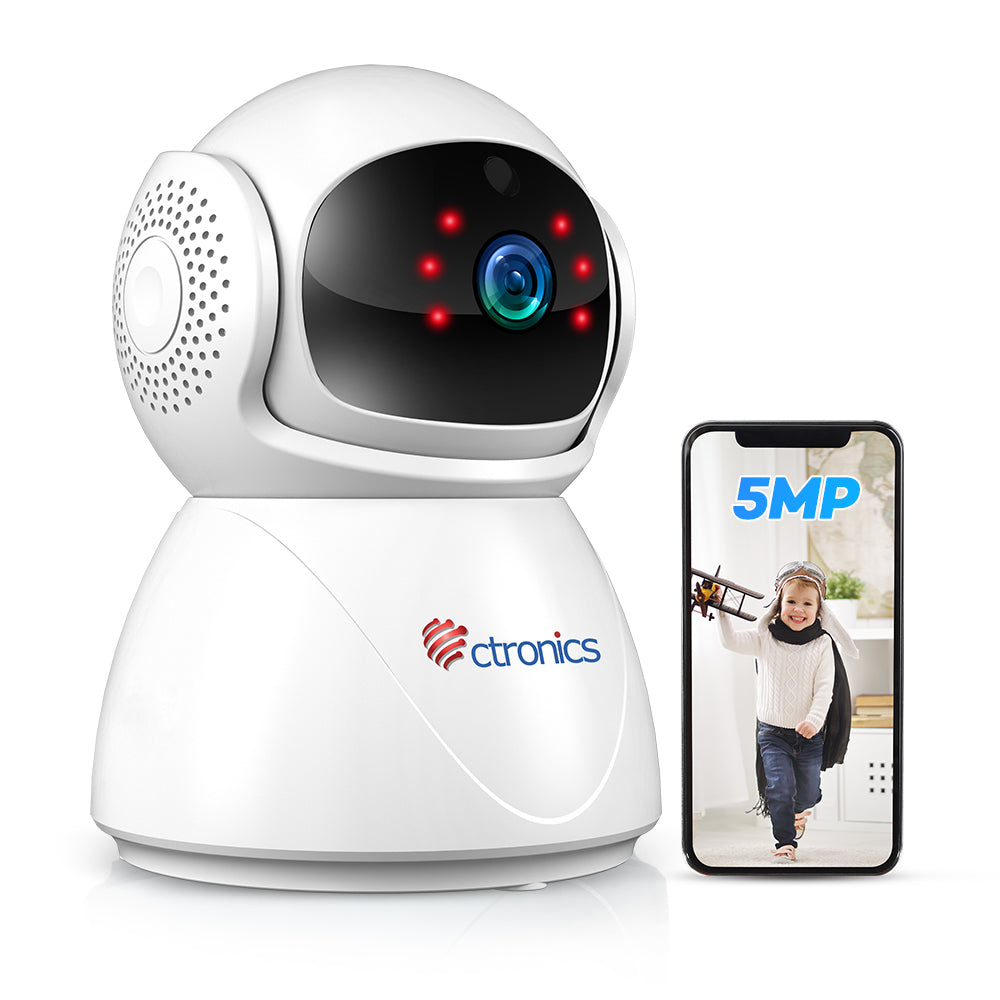 Ctronics Cámara de seguridad WiFi PTZ de 5MP para interiores con seguimiento automático y detección de personas