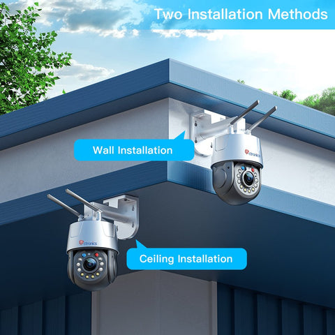 Ctronics 5MP PTZ WiFi Esterno – Zoom Ottico 30X, Visione Notturna 150m, Rilevamento Umano, Metallo IP66, 2.4/5GHz